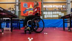 HYOGO, JAPAN - APRIL  22: Kimie Bessho, 73, the table tennis Paralympian, is photographed in Hyogo, Japan, on Apr 22, 2021. Bessho is known as the butterfly lady as she wears colorful clips in her hair.