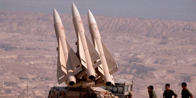 Israeli anti-aircraft Hawk Missile Battery aiming for Iraq.