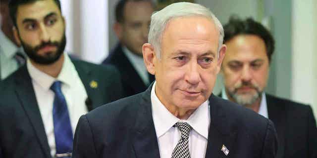 Israeli Prime Minister Benjamin Netanyahu attends a hearing at the Magistrate's Court in Israel on Jan. 23, 2023. Netanyahu made a surprise trip to Jordan to meet with King Abdullah II on Jan 24, 2023.