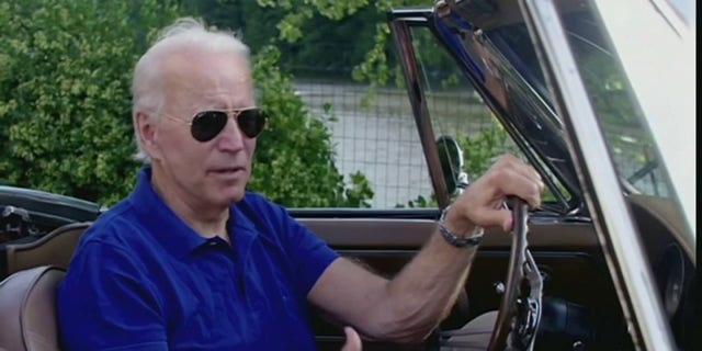 Joe Biden sits in his Corvette in a campaign video released Aug. 5, 2020.