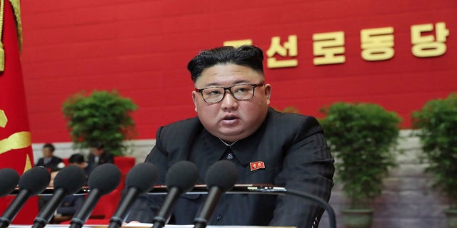 North Korean leader Kim Jong Un attends a ruling party congress in Pyongyang, North Korea, on Thursday. 