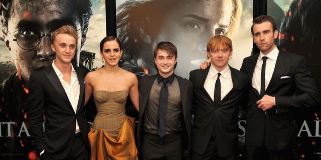 (L-R) Tom Felton, Emma Watson, Daniel Radcliffe, Rupert Grint and Matthew Lewis attend the New York premiere of "Harry Potter And The Deathly Hallows: Part 2" at Avery Fisher Hall, Lincoln Center on July 11, 2011 in New York City.
