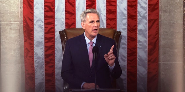 Speaker of the House Kevin McCarthy, R-Calif., delivers remarks after being elected speaker in the House chamber at the U.S. Capitol Jan. 7, 2023, in Washington, D.C.