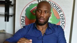 Ivory Coast's football star Didier Drogba gives an interview at the Didier Drogba's Foundation headquarters on January 16, 2018  in Abidjan.  / AFP PHOTO / ISSOUF SANOGO        (Photo credit should read ISSOUF SANOGO/AFP via Getty Images)