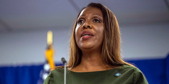 FILE — New York Attorney General Letitia James speaks during a press conference, Sept. 21, 2022, in New York. Former President Donald Trump has abandoned efforts to revive his federal lawsuit against James — the second time he's halted legal action against her after a judge last week fined him and his lawyers nearly $1 million for filing frivolous cases. 