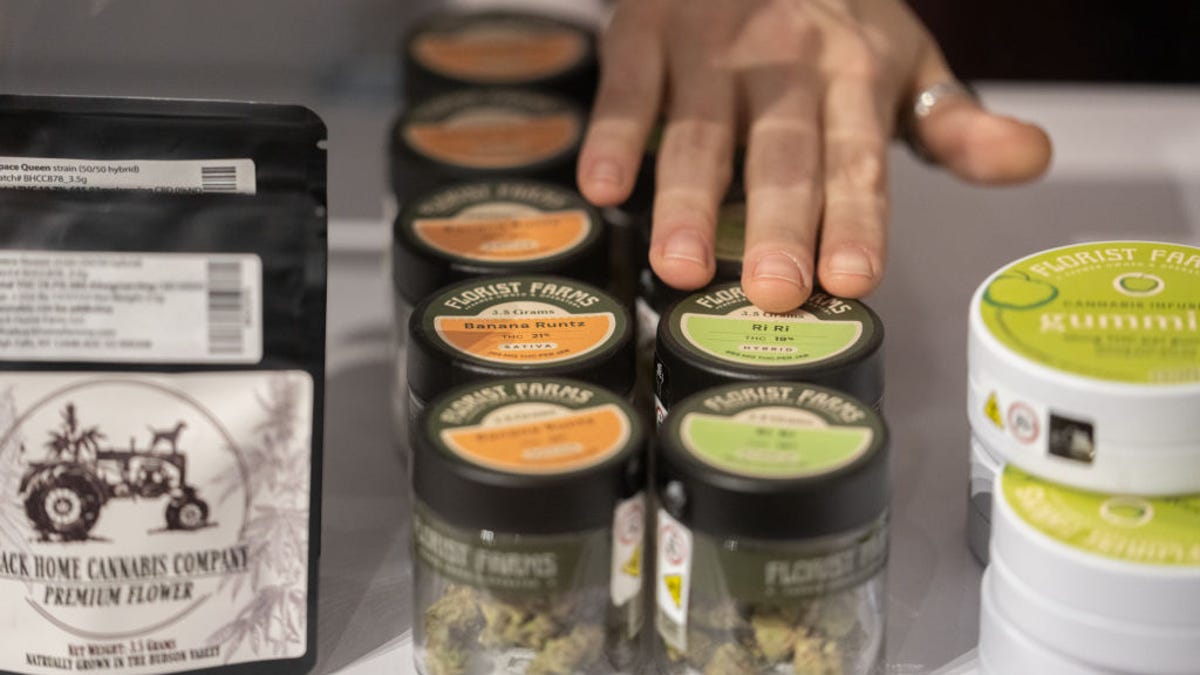 Jars and bags of cannabis products