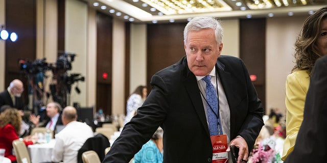 Mark Meadows during an America First Policy Institute summit in Washington, D.C., on July 25, 2022.