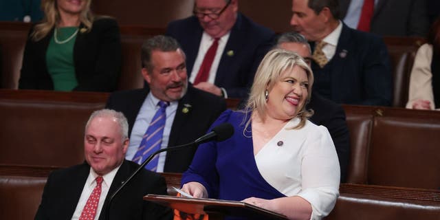 U.S. Rep.-elect Kat Cammack (R-FL) speaks alongside Rep.-elect Steve Scalise (R-LA) in the House Chamber during the second day of elections for Speaker of the House at the U.S. Capitol Building on January 04, 2023 in Washington, DC. The House of Representatives is meeting to vote for the next Speaker after House Republican Leader Kevin McCarthy (R-CA) failed to earn more than 218 votes on three separate Tuesday ballots, the first time in 100 years that the Speaker was not elected on the first ballot. 