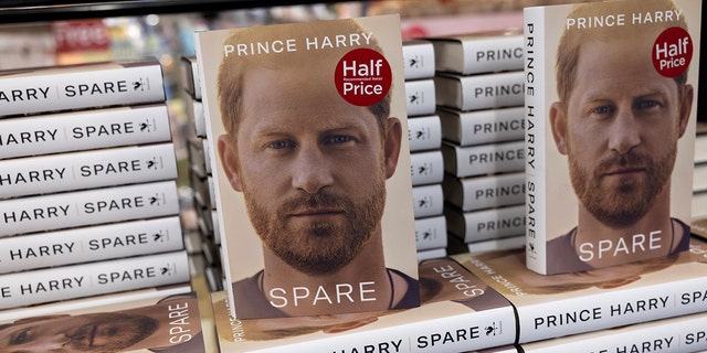 Prince Harry's book is seen here being sold in a bookstore outside Windsor Castle.