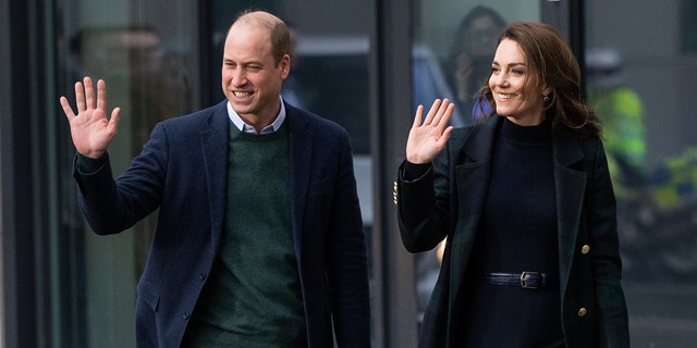 Prince William, the Prince of Wales, and Catherine, Princess of Wales, during their visit to Royal Liverpool University Hospital on January 13, 2023, in Liverpool, England. 