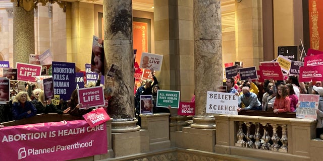 Pro-life and pro-choice protesters flocked to the Minnesota State Capitol building to voice their opinions on the PRO Act Friday.