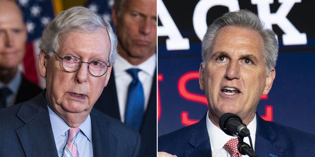 Senate Minority Leader Mitch McConnell, left, and House Minority Leader Kevin McCarthy, right.