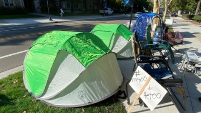 Vaughn has slept in a tent and later, a trailer, to protest at the University over issues of sexual abuse and assault.