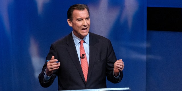 Rep. Tom Suozzi debates in the race for governor at the studios of WNBC4-TV on June 16, 2022, in New York City.