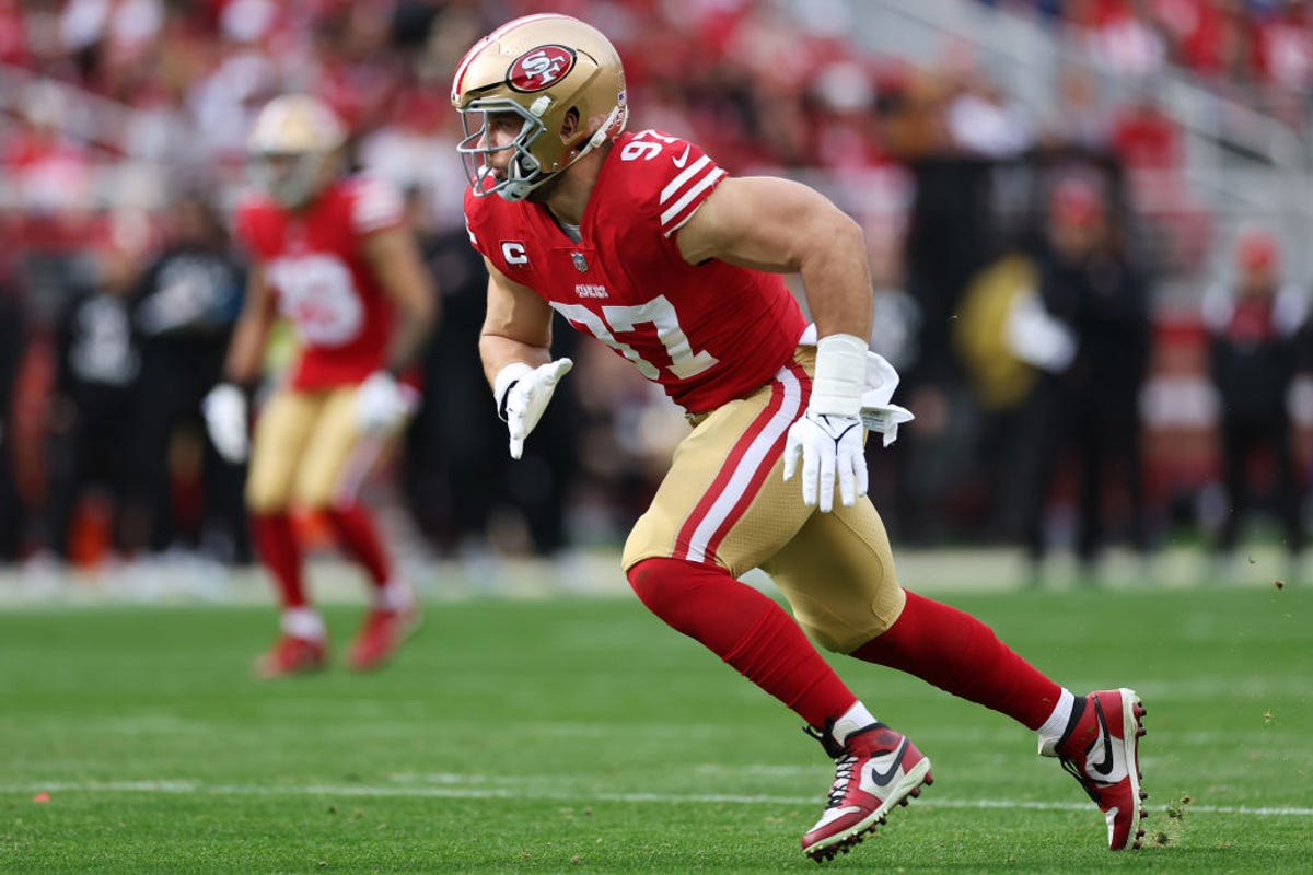 San Francisco 49ers defensive end Nick Bosa rushes the passer