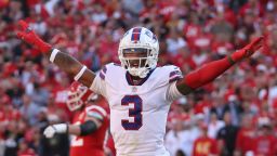 Buffalo Bills safety Damar Hamlin (3) during an NFL game between the Buffalo Bills and Kansas City Chiefs on October 16, 2022.