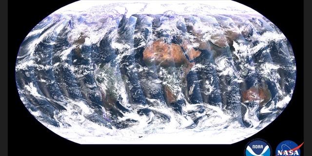 Unlike geostationary satellites, polar-orbiting satellites capture swaths of data throughout the full globe and observe the entire planet twice each day. This global mosaic, captured by the VIIRS instrument on the recently launched NOAA-21 satellite, is a composite image created from these swaths over a period of 24 hours between Dec. 5 and Dec. 6, 2022. 