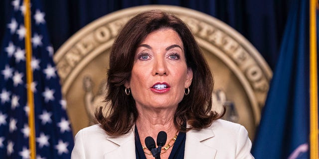 Governor Kathy Hochul holds media availability press conference and makes an announcement on abortion rights at the office on 633 3rd Avenue.