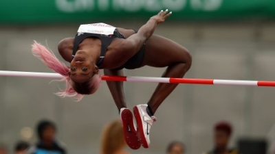 Loomis competes in the women's high jump final at the Pan American Games in August 2019 in Lima, Peru.
