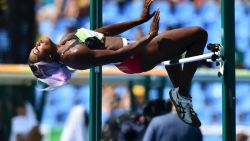 Antigua's Priscilla Frederick competes in the Women's High Jump Qualifying Round during the athletics event at the Rio 2016 Olympic Games at the Olympic Stadium in Rio de Janeiro on August 18, 2016.   / AFP / Jewel SAMAD        (Photo credit should read JEWEL SAMAD/AFP via Getty Images)