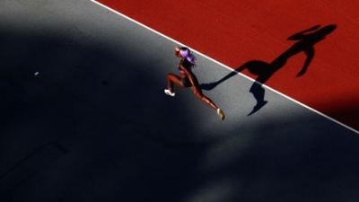 Loomis competes in the high jump final at the  2018 Commonwealth Games.