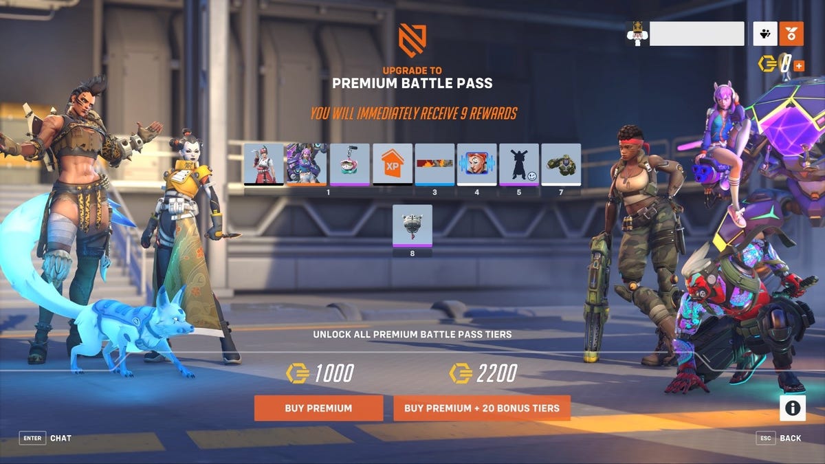 Screenshot of premium battle pass exclusive rewards