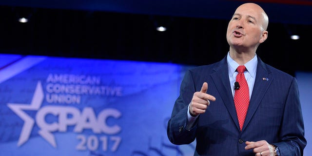 Former Nebraska Gov. Pete Ricketts speaks to the Conservative Political Action Conference (CPAC).