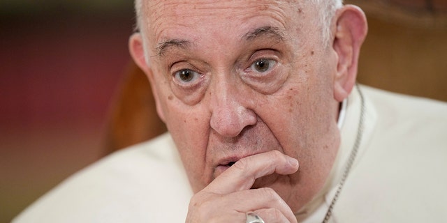 Pope Francis speaks during an interview with The Associated Press at the Vatican, Tuesday, Jan. 24, 2023. 