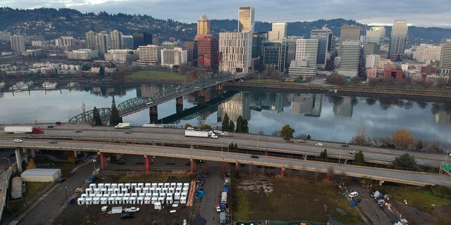 Homeless encampments near downtown Portland. Homelessness is among the many issues affecting the city that voters bore in mind when opting to restructure its council.