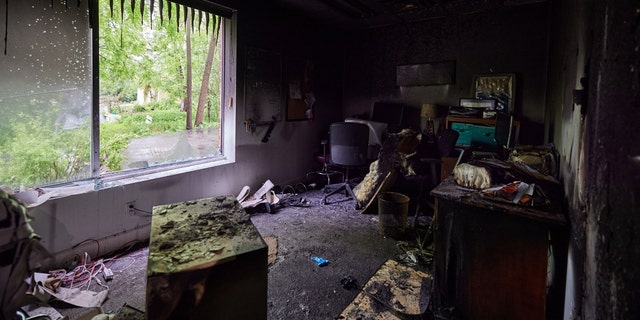 An interior view of the damage done at the CompassCare facility in Buffalo, New York.