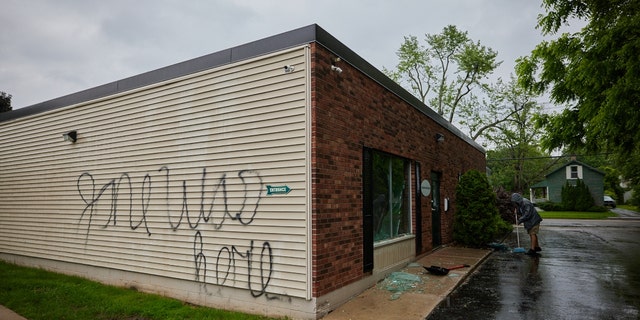 Vandals defaced CompassCare with "Jane was here" graffiti, an apparent reference to the radical pro-abortion group Jane's Revenge.
