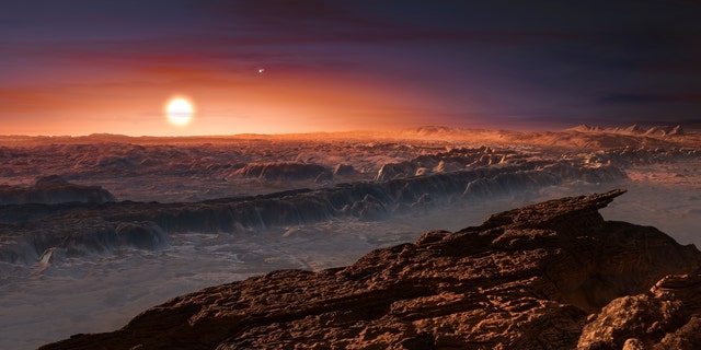 A view of the surface of the planet Proxima b orbiting the red dwarf star Proxima Centauri, the closest star to our Solar System, is seen in an undated artist's impression released by the European Southern Observatory August 24, 2016. 