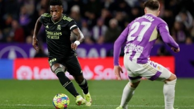 Vinícius Jr. in action against Real Valladolid. 