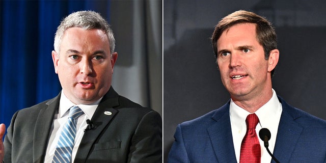 Republican Kentucky Agriculture Commissioner Ryan Quarles (left) and Democratic Kentucky Gov. Andy Beshear (right).