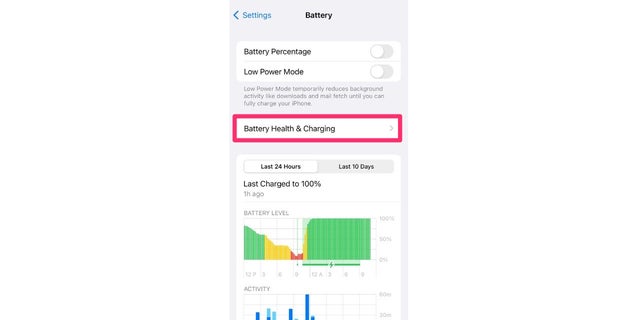 Tap "Battery Health &amp; Charging" to learn more.
