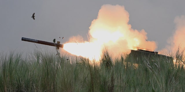 This photo shows the M142 High Mobility Artillery Rocket System firing during the Combined Arms Live Fire Exercise as part of the annual naval exercises between the Philippine Marine Corps and U.S. Marine Corps at Capas, Tarlac province on Oct. 13, 2022. 