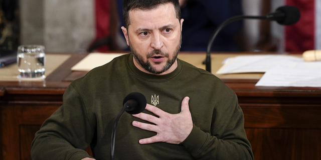 Ukrainian President Volodymyr Zelenskyy addressed a joint meeting of Congress on Capitol Hill on Dec. 21, 2022.