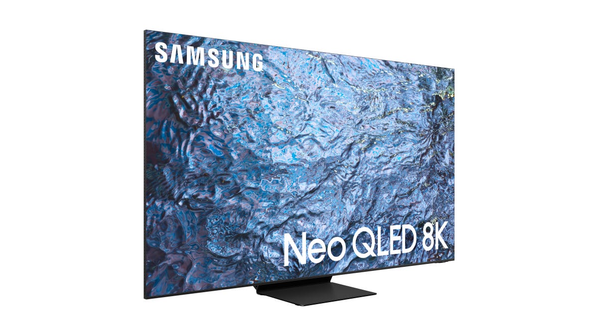Samsung New QLED 8K TV against a white background