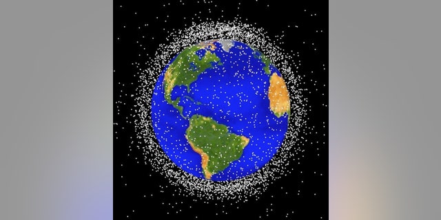 GRAPHIC - (CIRCA 1989): This National Aeronautics and Space Administration (NASA) handout image shows a graphical representation of space debris in low Earth orbit. 