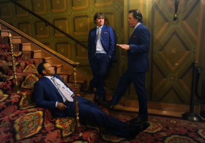 From left, Woods, Jason Dufner and Mickelson hang out at the Muirfield Village Golf Club, where the Presidents Cup was taking place in Dublin, Ohio, in October 2013.