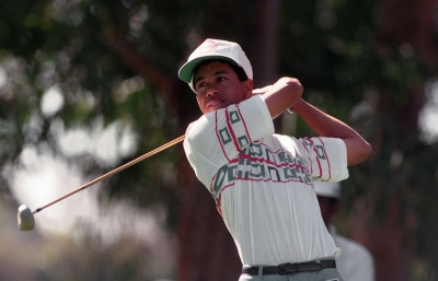 Woods, 16, tees off at the Los Angeles Open in 1992. That was his first taste of PGA Tour competition, albeit as an amateur. He missed the 36-hole cut.