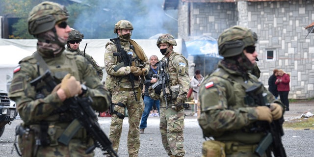 Tensions have risen along the border between Kosovo and Serbia as NATO's KFOR peacekeeping mission remains a buffer between the two states. Oct. 2, 2021. 