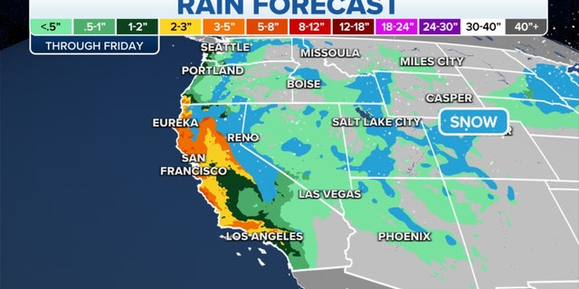 Rain forecast across California, the West Coast