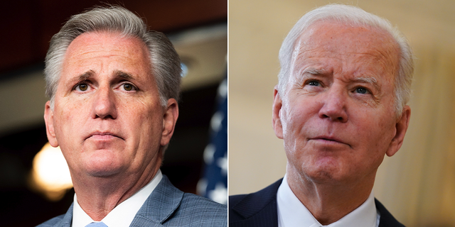 House Speaker Kevin McCarthy (left) and President Joe Biden (right).