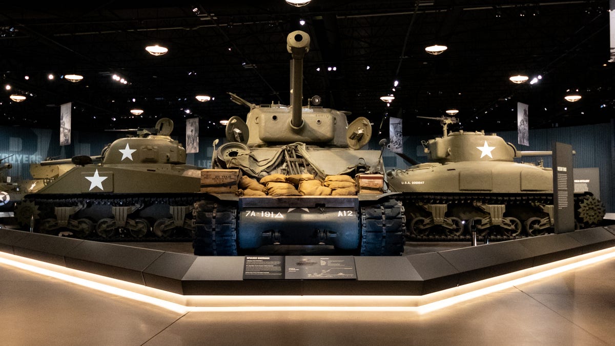 Three American WW II-era tanks.