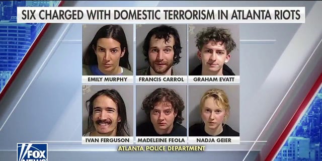 Six individuals were charged with domestic terrorism-related offenses following anti-police riots in Atlanta.