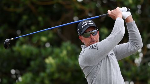 Henrik Stenson tees off during the 150th Open at St. Andrews on July 14.