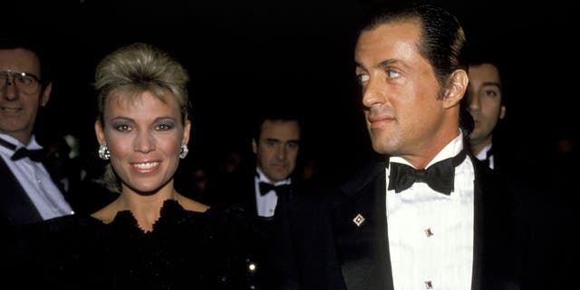Vanna White and Sylvester Stallone attend the 1988 White House Correspondents' Association dinner.