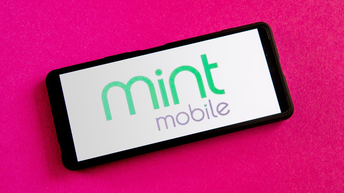 Mint Mobile logo on a phone screen
