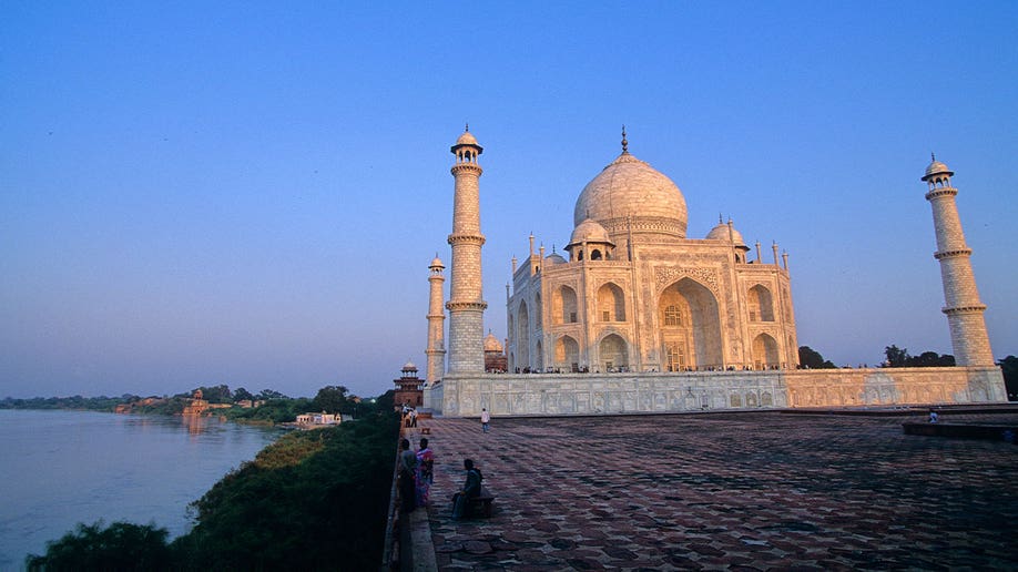 Taj Mahal near Yamuna River, Mehtab Bagh 